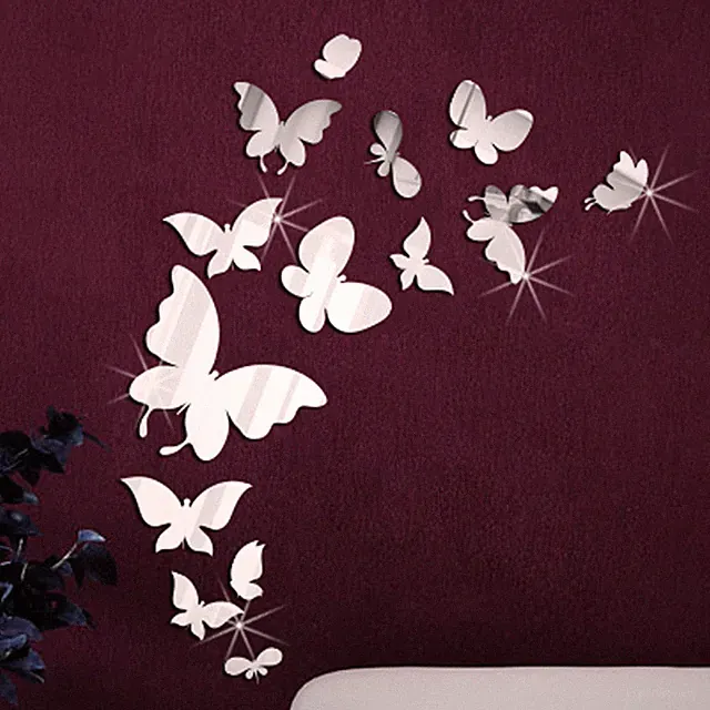 Schmetterling Spiegel 14er / 25er Set Deko Schwarm Goldspiegel Kunststoff PS