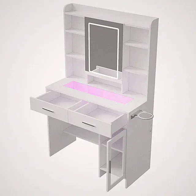 Schmink-Schminktisch mit LED Spiegel Helligkeit Schubladen Kommode Schreibtisch