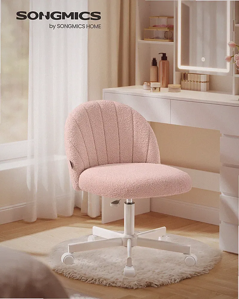 Schminkstuhl, Bürostuhl, Fleece-Oberfläche, höhenverstellbar, kompaktes Design
