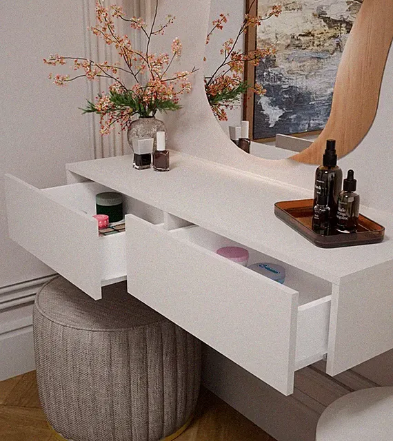 Schminktisch Hubert | Wandmontage mit 2 geräumigen Schubladen | 2 Farbvarianten