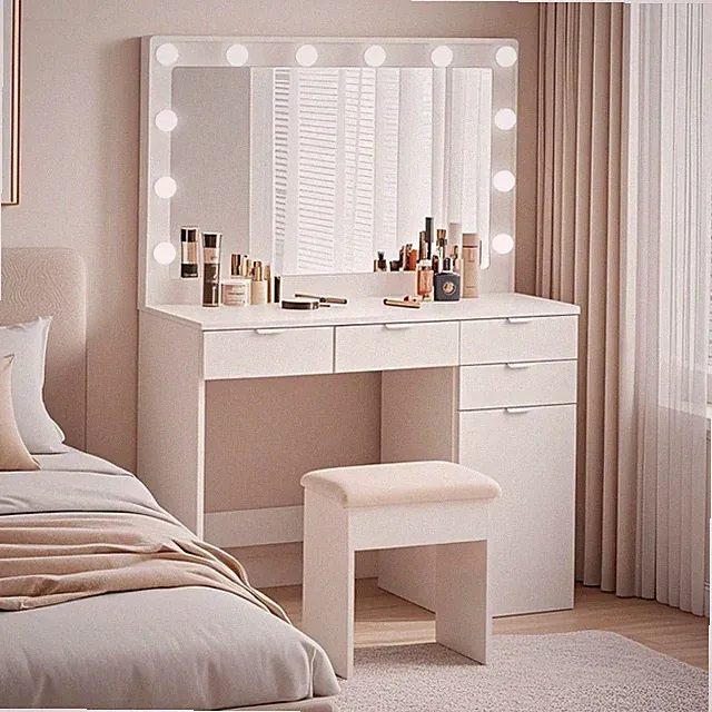 Schminktisch LED Beleuchtung, Kosmetiktisch, Vanity Table, Frisiertisch, Weiß