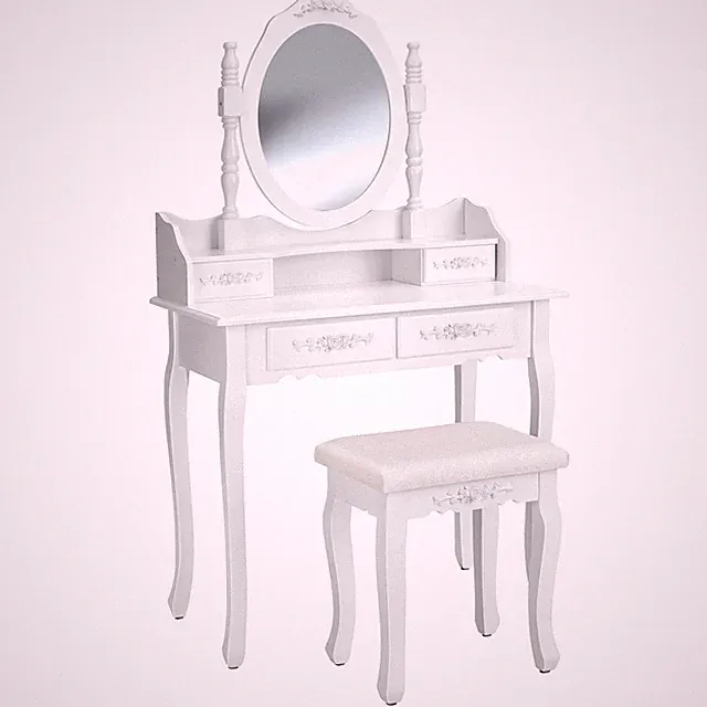 Schminktisch mit Spiegel und Hocker weiß Kosmetik Tisch Spiegeltisch Kommode Neu