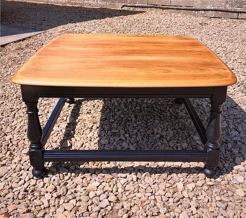 SCHÖNER NIEDRIGER ERCOL COUCHTISCH MASSIV ULME PECHSCHWARZ FARROW & BALL