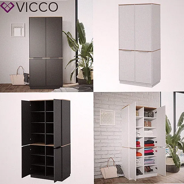 Schrank Betti 82 x 179 cm, 4-türig, Schlafzimmer Vicco