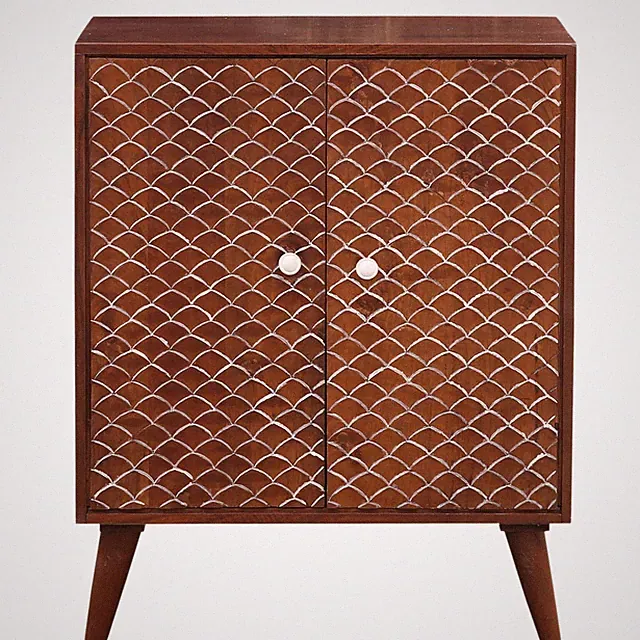 Schrank Deko Wohnaccessoire Braun Massivholz 75cm Marokkanisch Handarbeit Orient