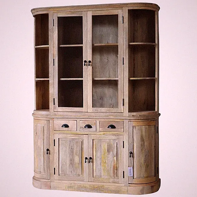 Schrank GUILLON halbrund Massivholz Landhaus Vintage Antik Vitrine Design
