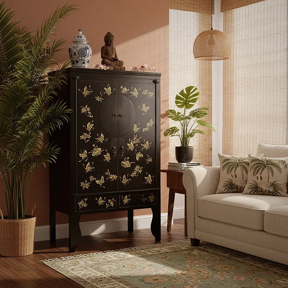 Schrank Hochzeitsschrank Kommode Möbel asiatisch orientalisch chinesisch schwarz