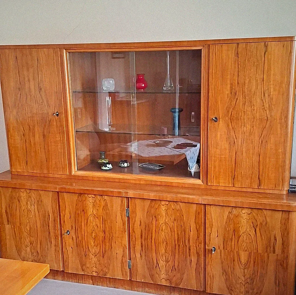 Schrank Holz freistehend mit Glasfront/Glastür braun 200x60x160 cm