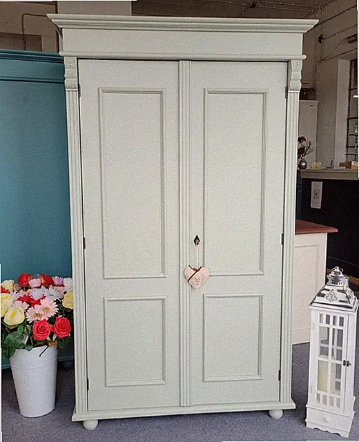 Schrank Kleiderschrank Dielenschrank Landhaus Stil Salbei 110 cm Br. 180 cm Höh