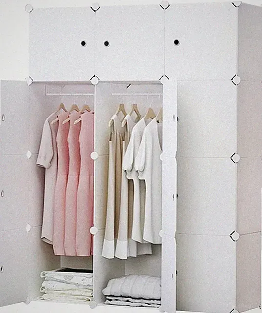Schrank Kleiderschrank Garderobe System Modular Kleidung 12 Würfel Weiß B288