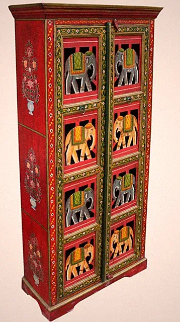 Schrank, Kleiderschrank mit Elefantenverzierungen - Modell 4 - 180*90*38 cm