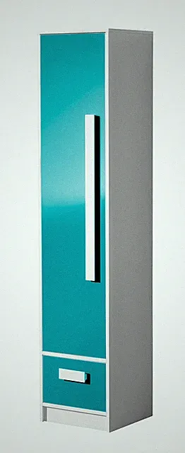 Schrank Kleiderschrank Stauraumschrank 40cm weiß / Hochglanz (GU-09)