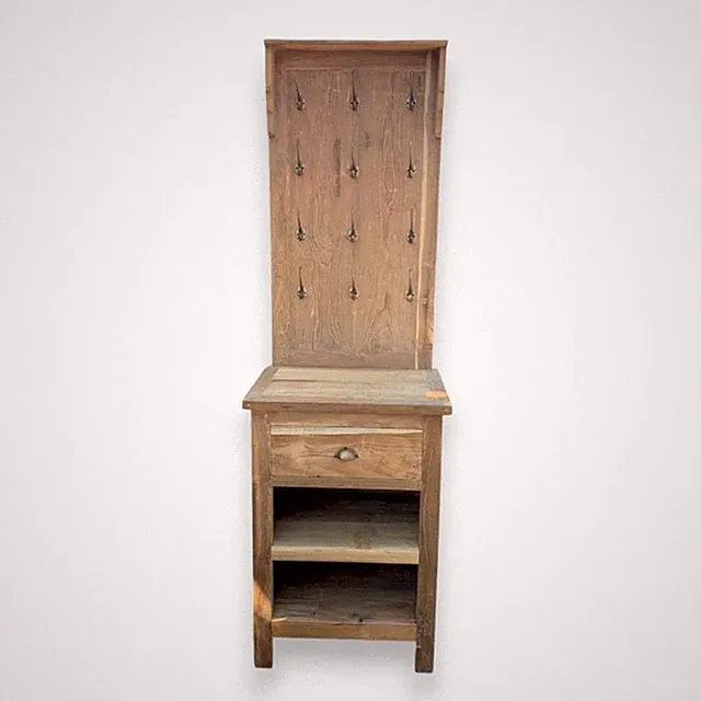 Schrank mit Haken Schublade Stauraum Upcycling Teakholz 209 x 61 x 46 cm