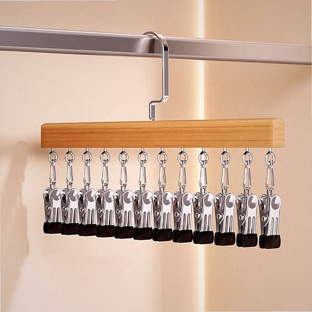 Schrank Organizer mit 12 Clips für Kleidung Aufbewahrung Schwerlast Metallrahme