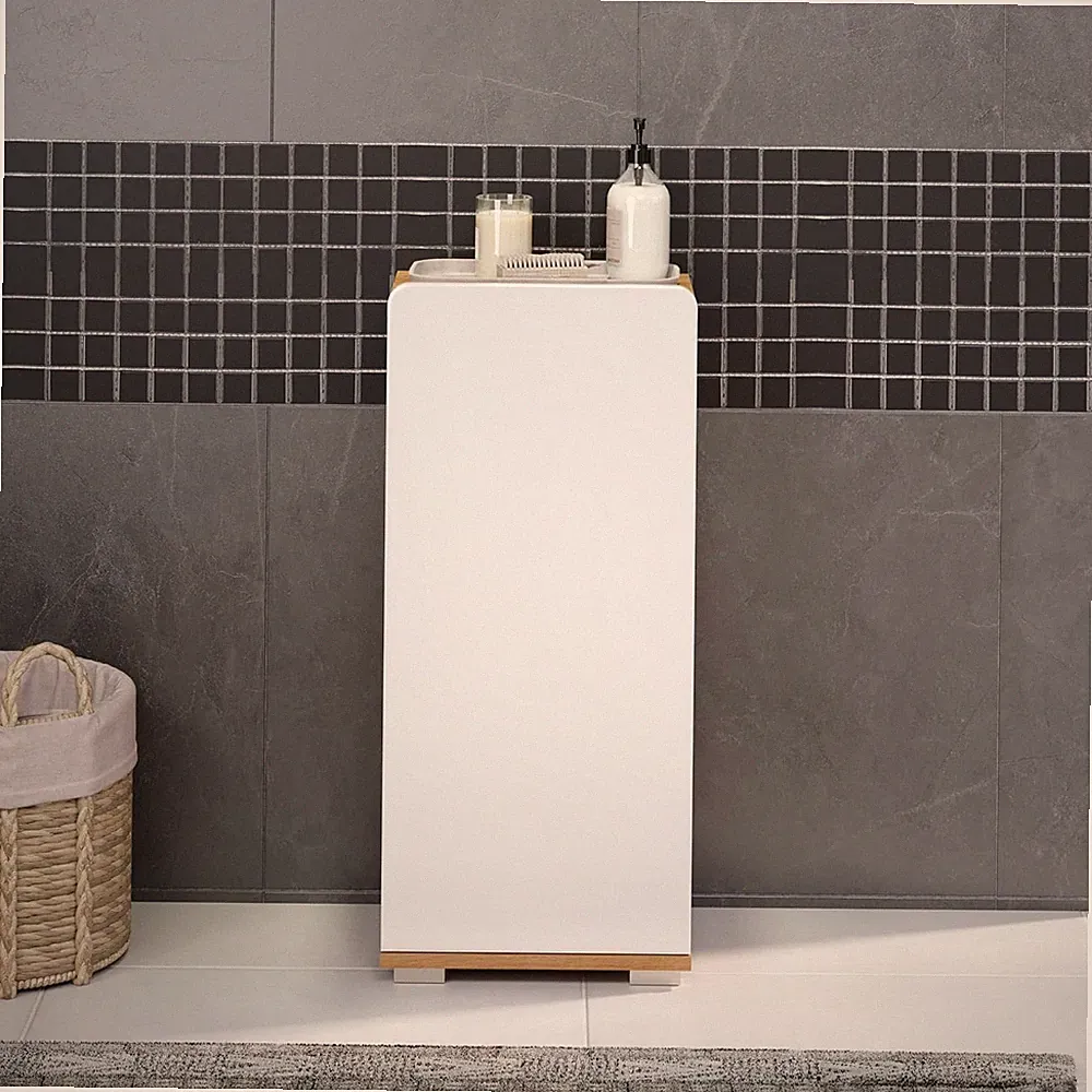 Schrank „trendteam smart living“ in weißer Eiche, Hochglanz, 37 x 82 x 31 cm