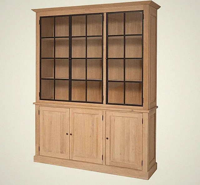 Schrank Vitrinenschrank Bücherschrank Regalschrank Massiv Eiche Landhauswelt