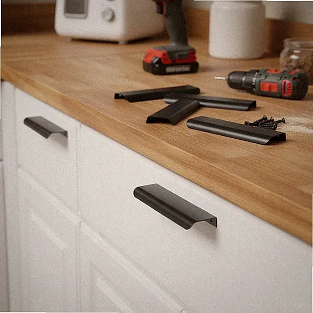 Schrankgriffe Aluminium Schwarz 12cm Möbelknöpfe versteckt Schubladengriffe