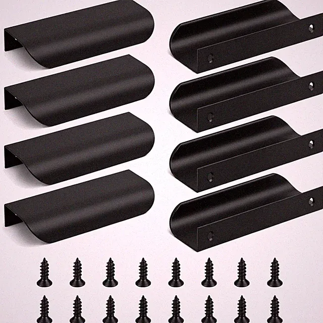 Schrankgriffe Möbelgriffe Türgriffe Küche Schwarz 8cm Aluminium 8 Stück