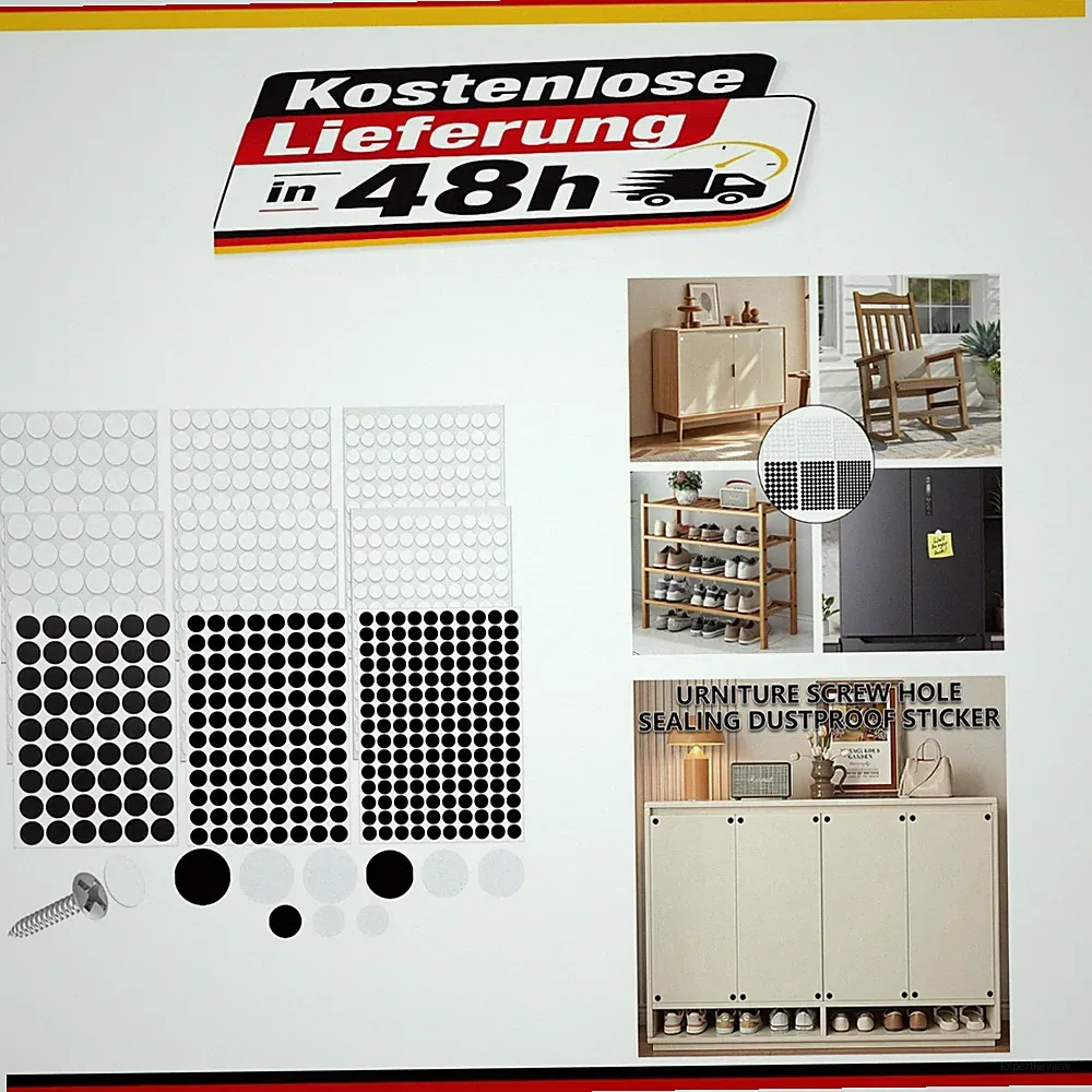 Schraubenabdeckung Set 870 Stück für Möbel Reparatur, Weiß & Schwarz
