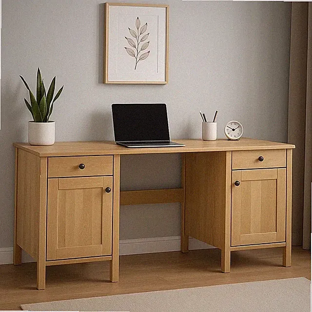 Schreibtisch 150x60 Massivholz Kiefer mit Schubladen und Tür Home Office MOBELD