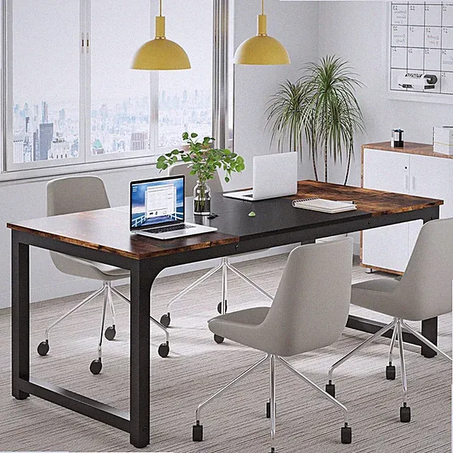 Schreibtisch 160x80cm, Industriell Großer Bürotisch für Home Office & 2 Personen