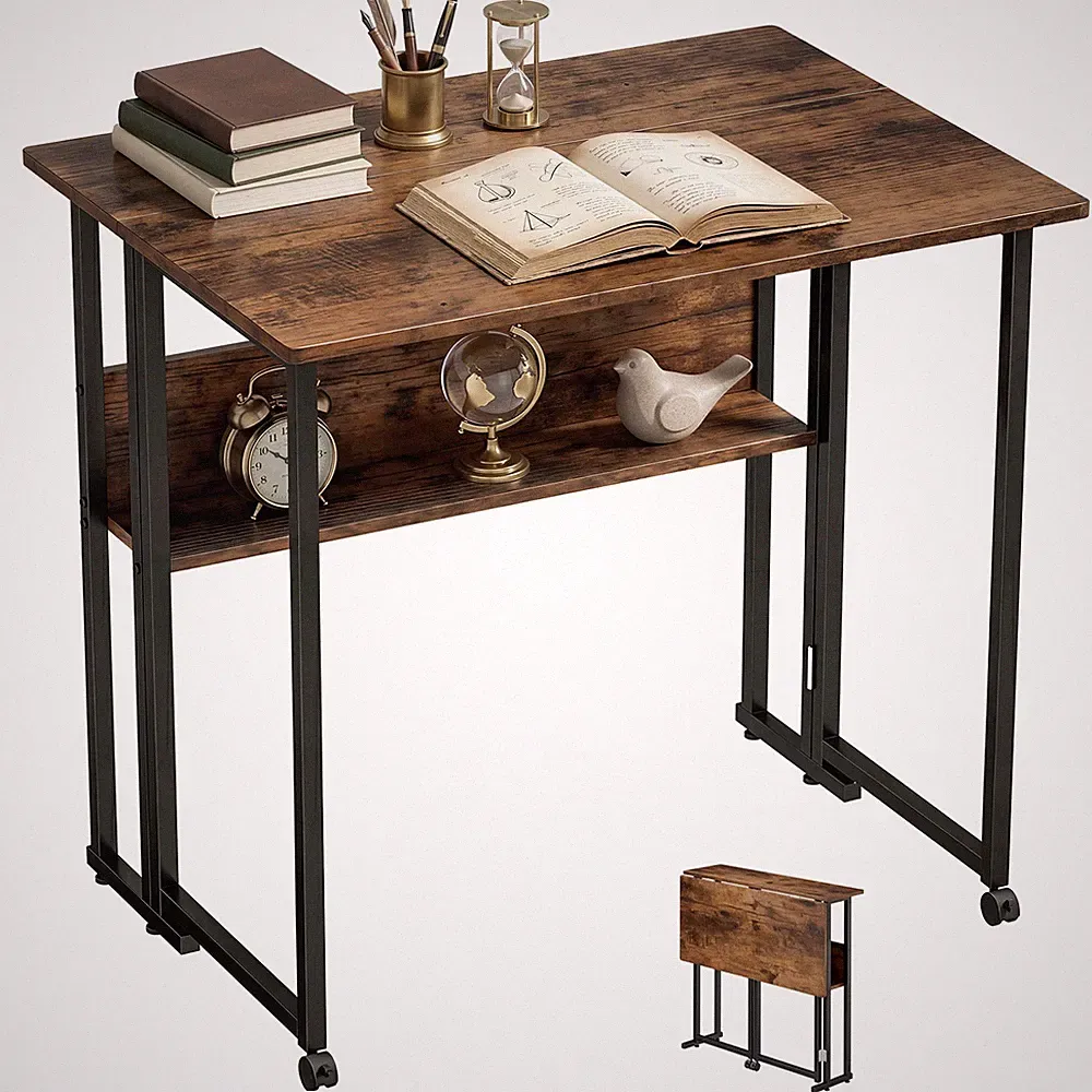 Schreibtisch 80 cm Klappbarer Computertisch mit Ablagefach für Homeoffice