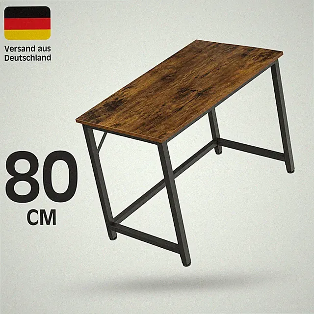 Schreibtisch 80cm Computertisch Bürotisch klein Vintagebraun Schwarz