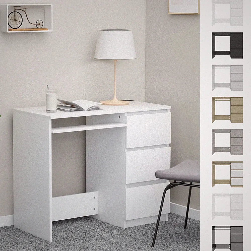 Schreibtisch 90x45x76 cm Spanplatte Bürotisch PC Computertisch Mit Schubladen
