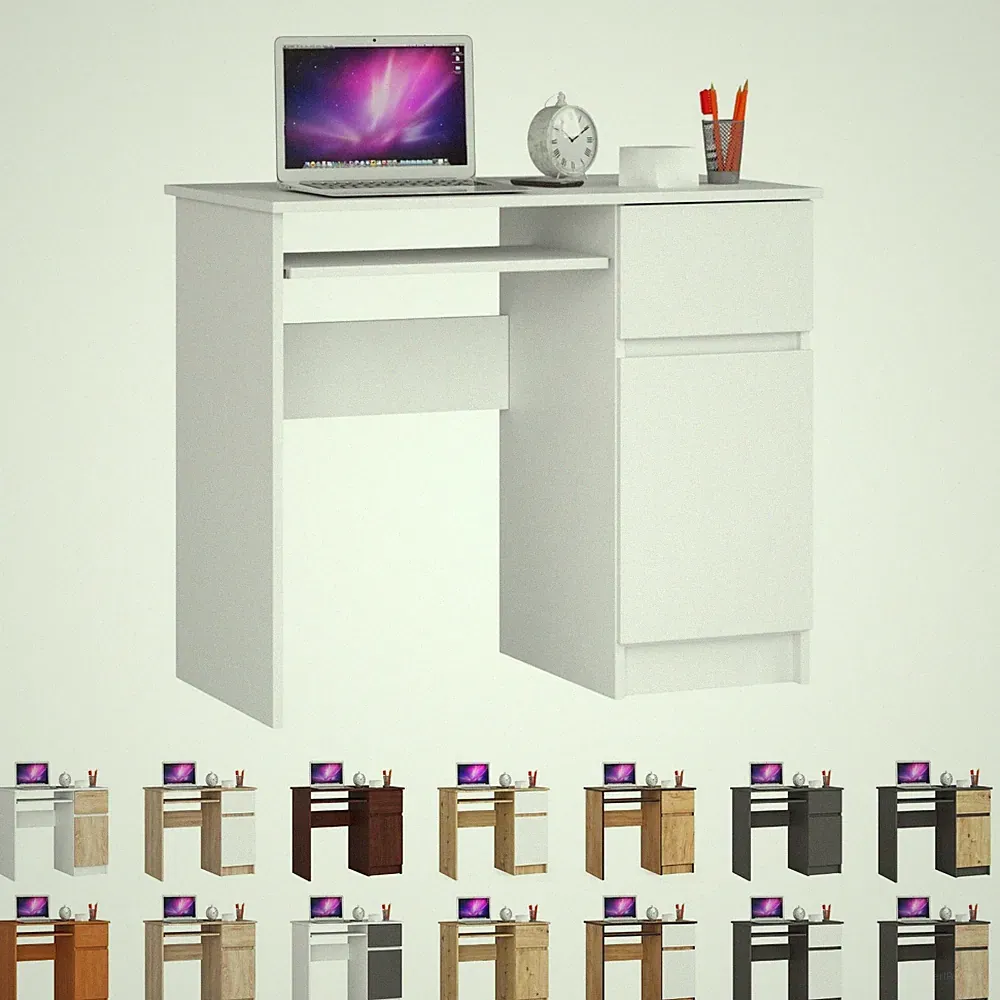 Schreibtisch AKORD PIKSEL rechts mit Schublade und 3 Regalböden B90xH77xT50 cm