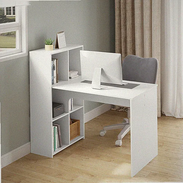 Schreibtisch Arbeitstisch Bürotisch Computertisch mit Regal Eckschreibtisch Weiß