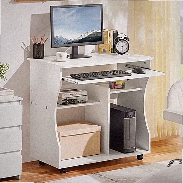 Schreibtisch Arbeitstisch Computertisch Bürotisch 4 Ablagefäche PC-Tisch rollbar