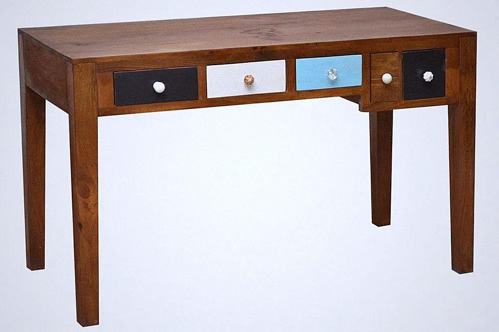 Schreibtisch Balu 120x76x50 cm Modern Massivholz Mango Bunt
