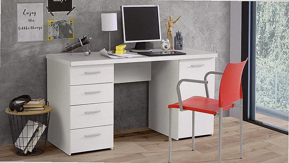 Schreibtisch Balu Computertisch Jugendzimmer Laptoptisch weiß matt 145 cm