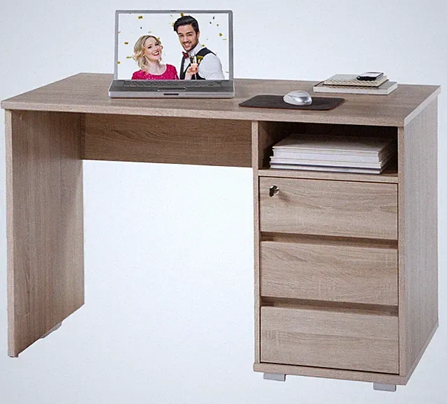 Schreibtisch Bürotisch Arbeitsplatz Computertisch Eiche Schubladen abschließbar