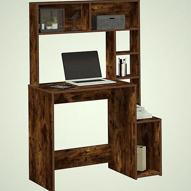 Schreibtisch Bürotisch Arbeitstisch Computertisch Mit Regal Räuchereiche 100x45
