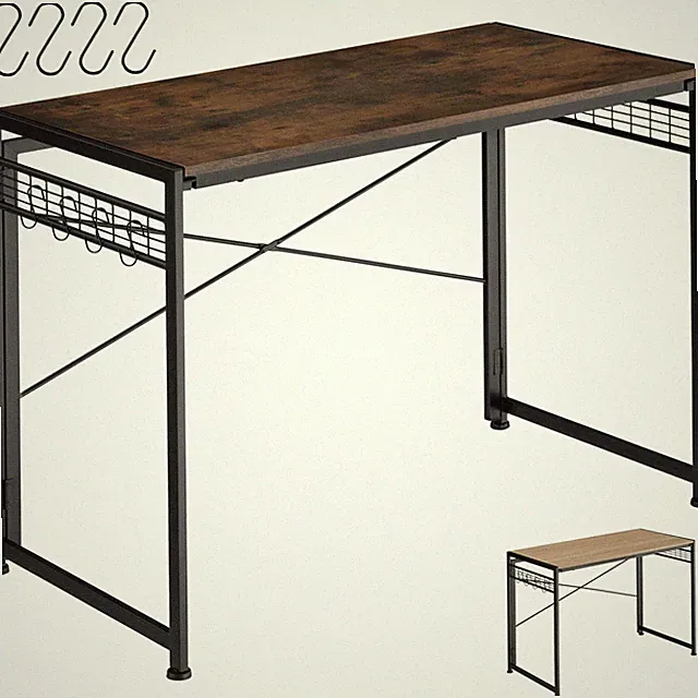 Schreibtisch Bürotisch Computertisch klappbar mit Haken Holz + Metall Industrie