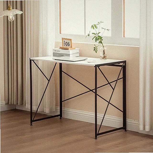 Schreibtisch Bürotisch Computertisch Tisch 99×50cm Weiß Metall Industrie Stil