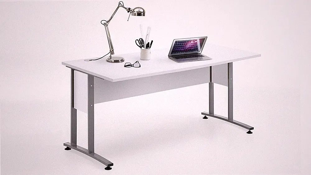 Schreibtisch Calvia 2 Computertisch weiß mit Metallkufen Arbeitszimmer Büro