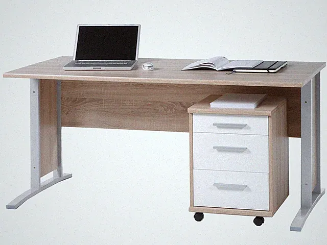 Schreibtisch Clermont Sonoma Eiche/Weiß Metall 150x73x70 cm Bürotisch