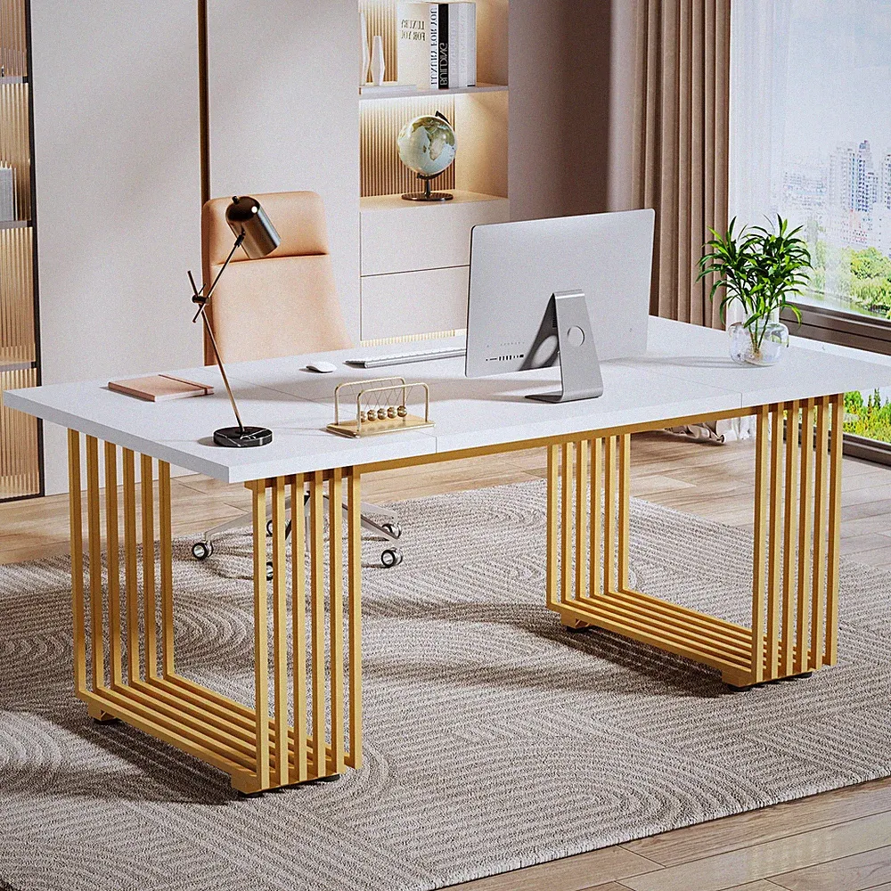 Schreibtisch Computertisch,180cm Modern Bürotisch PC Tisch Arbeitstisch Esstisch