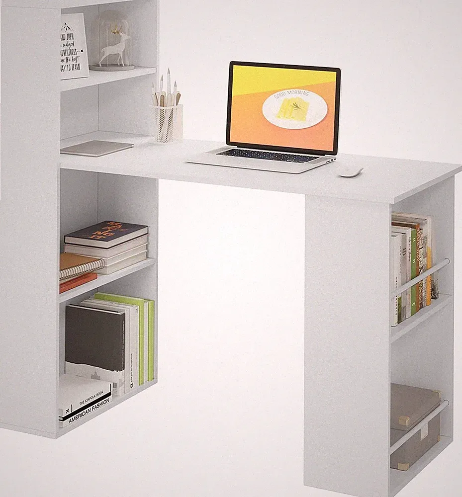 Schreibtisch Computertisch Bürotisch Arbeitstisch Bücherregal 122x55x120cm 174ws