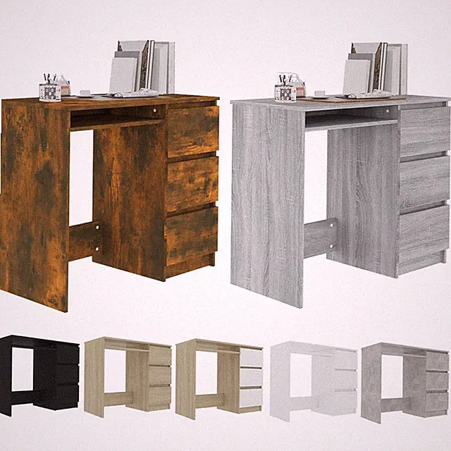 Schreibtisch Computertisch Holz Bürotisch Arbeitstisch Tisch mit 3 Schubladen