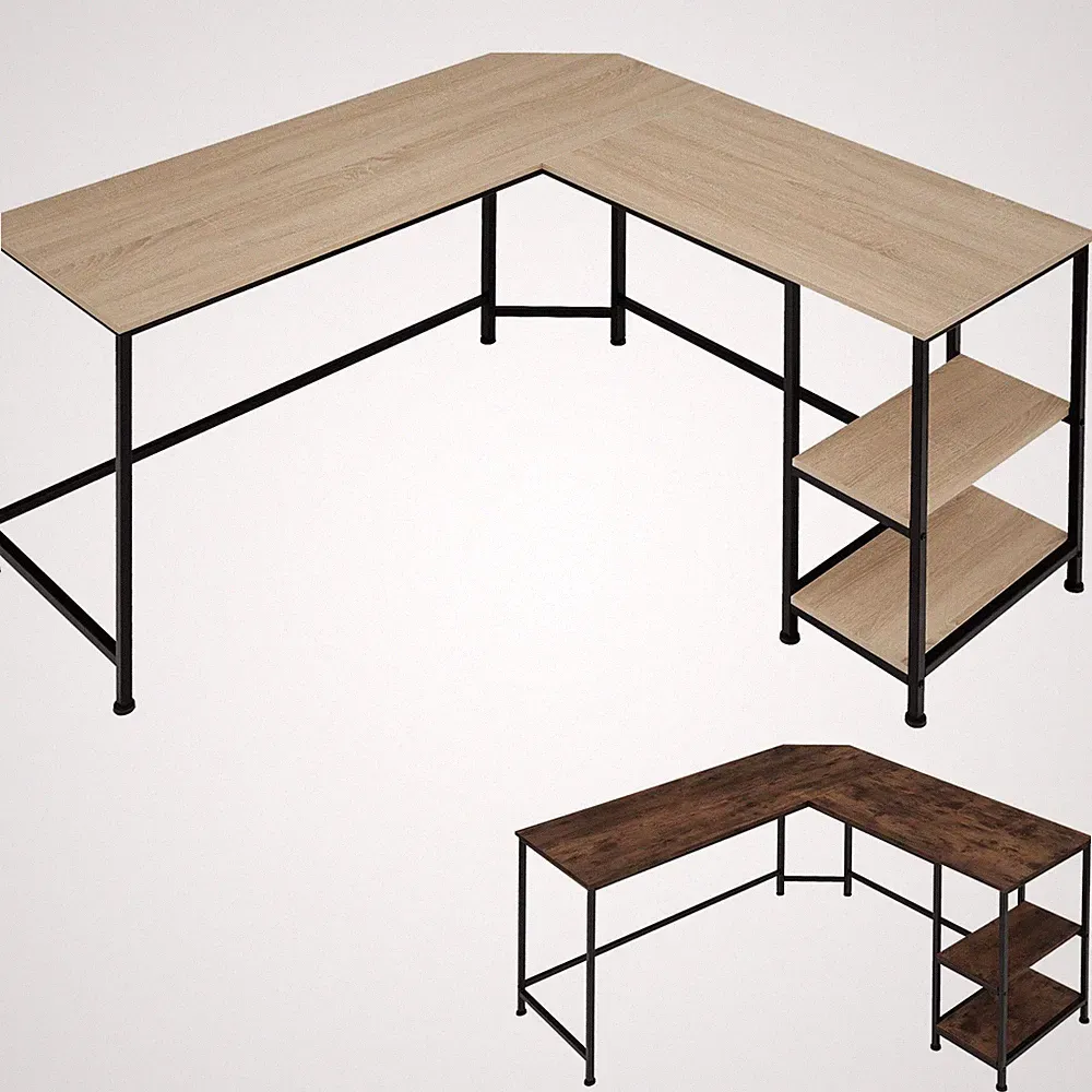 Schreibtisch Eckschreibtisch Computertisch mit Regal Bürotisch L-Form Industrial