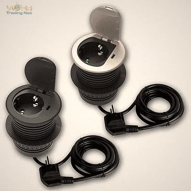 Schreibtisch Einbausteckdose versenkt, Loch Ø60mm 16A 3600W + USB Steckdose 2,4A