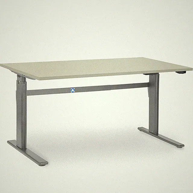 Schreibtisch elektrisch höhenverstellbar Arbeitstisch Ergonomisch, Alu silber
