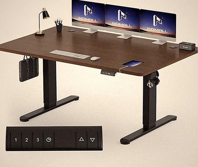 Schreibtisch Elektrisch Höhenverstellbarer Computertisch 180x80cm Dunkelbraun