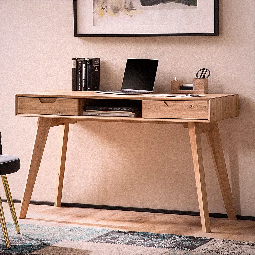 Schreibtisch FineBuy Bürotisch Eiche 120 cm Computertisch Tisch mit Schubladen