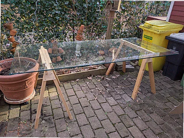 Schreibtisch Glas Holz
