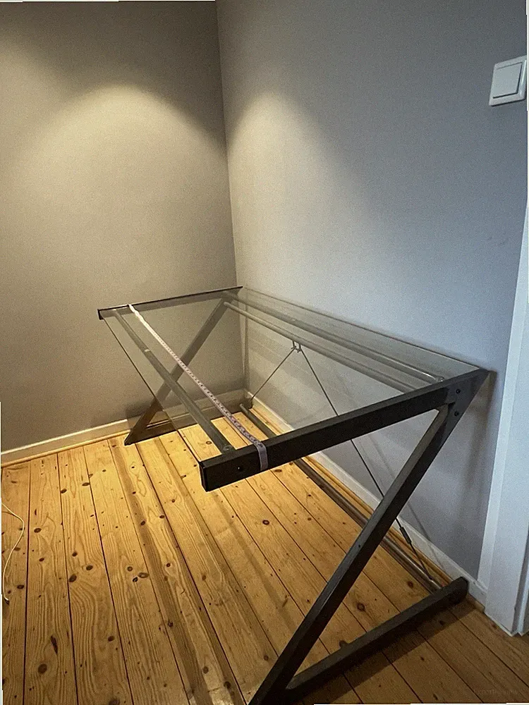 Schreibtisch Glas mit Metallgestell Silberfarben 152cm/77cm