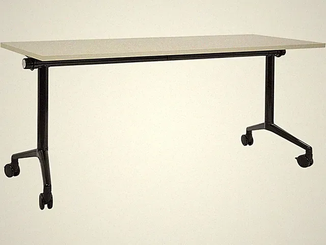 Schreibtisch heller Holzfarbton/ schwarz 160x60 cm klappbar mit Rollen Cavi